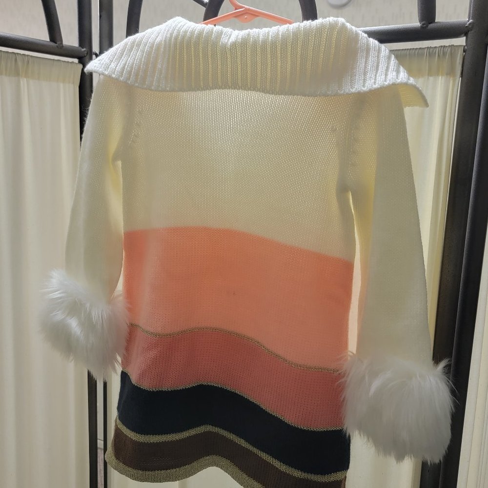 Janie and Jack 2T Faux Fur Colorblock Sweater Dress